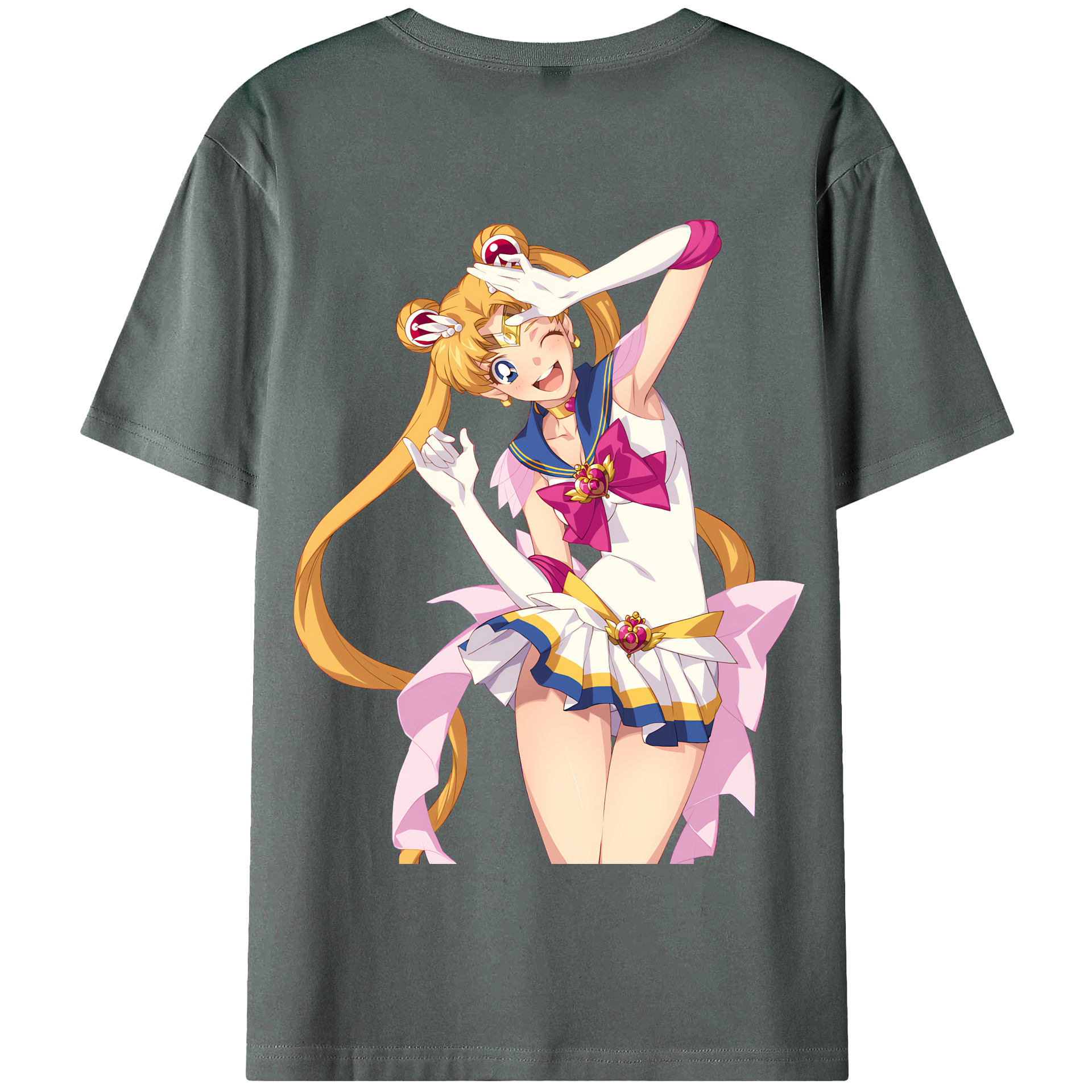 （画像用） 美少女戦士セーラームーン 月野 うさぎ つきの うさぎ Sailor Moon Tsukino Usagi 綿100％半袖Tシャツ（背面プリント）